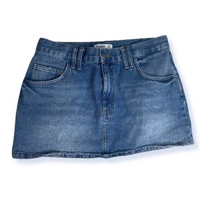denim mini skirt